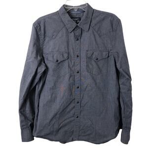 American Eagle Outfitters Men's Vintage Fit Chambray Black Pearl Snap Shirt L